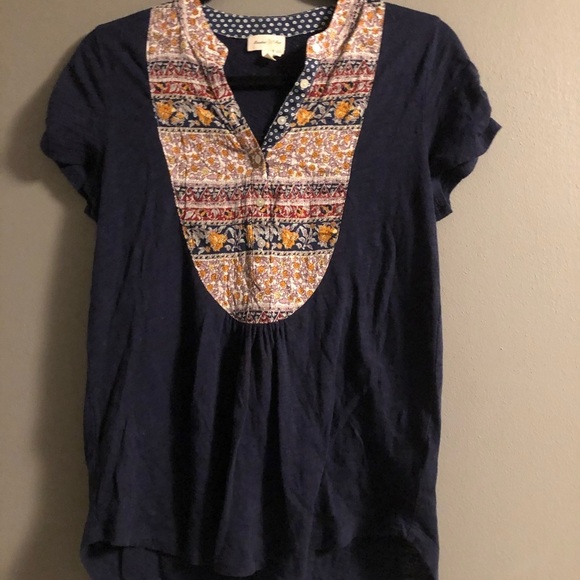 Meadow Rue Anthropologie Bib‎ Top Navy Size Xs - Picture 4 of 8